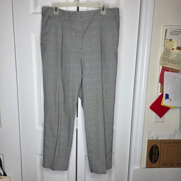 Loft Pull On Style Houndstooth Plaid Cropped Dress Pants Sz Large - Picture 2 of 11
